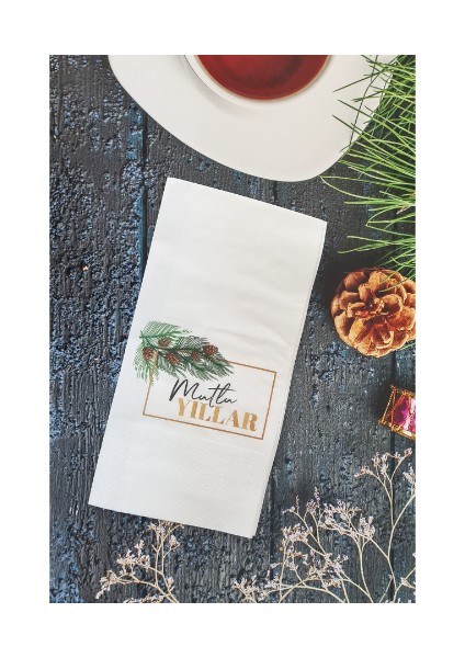 Mutlu yıllar Yazılı Yılbaşı Masası Sunum Peçetesi