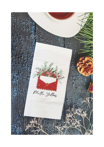 Mutlu Yıllar Yazılı Yılbaşı Masası Sunum Peçetesi