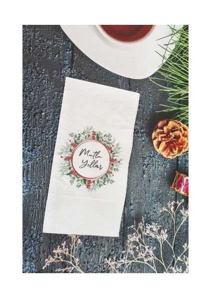 Mutlu Yıllar Yazılı Yılbaşı Masası Sunum Peçetesi