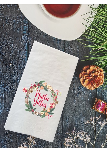 Mutlu Yıllar Yazılı Yılbaşı Masası Sunum Peçetesi