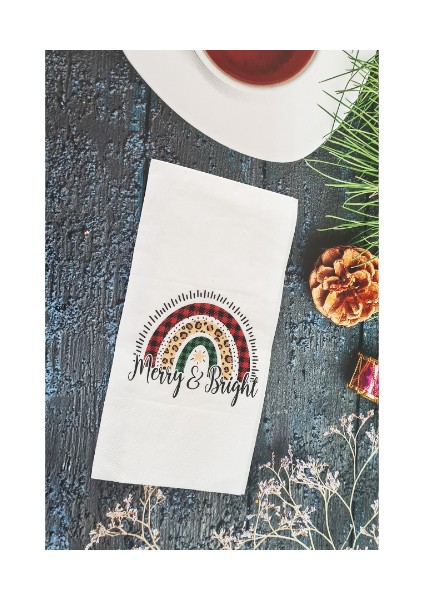 Merry and Bright Yılbaşı Masası Sunum Peçetesi