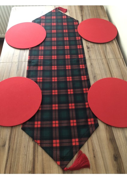 Yılbaşı Ekose Desenli Runner & Supla modelleri