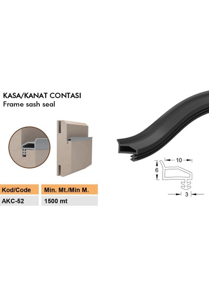 Ahşap Kapı Fitili Ahşap Kapı Contası Beyaz 25 Metre Yandan Tırnaklı modelleri