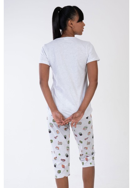 Kadın Kısa Kol Kaprili Pijama Takım