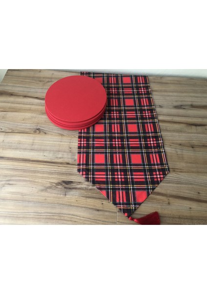 Yılbaşı Ekose Desenli Runner & Supla