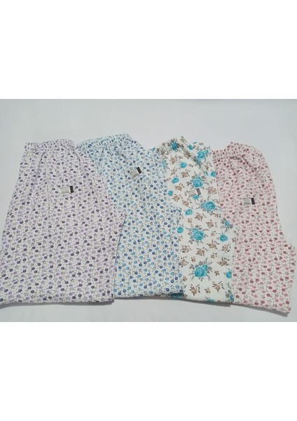 Uzun 4'lü Paket Anne Donu & Pazen & Çiçekli Lastik'li Pijama