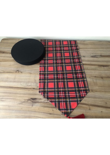 Yılbaşı Ekose Desenli Runner & Supla