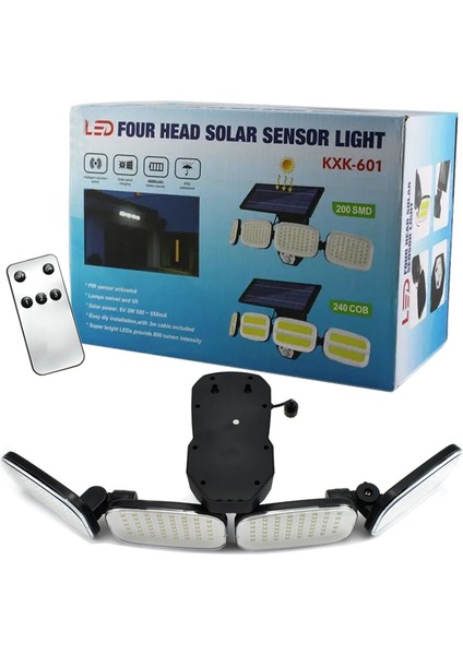 PM-8048 6 Volt - 3 Watt Solar Panelli 4 Başlı Hareket Sensörlü 200 Smd Ledli Lamba fiyatları