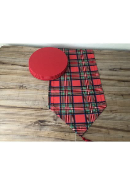 Yılbaşı Ekose Desenli Runner & Supla