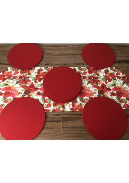 Yılbaşı Çiçeği Desenli Runner & Supla