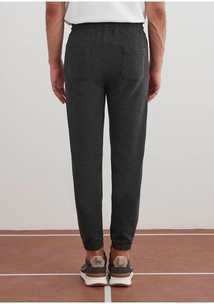 Antrasit Renk Örme Kumaşdan Jogger Pantolon