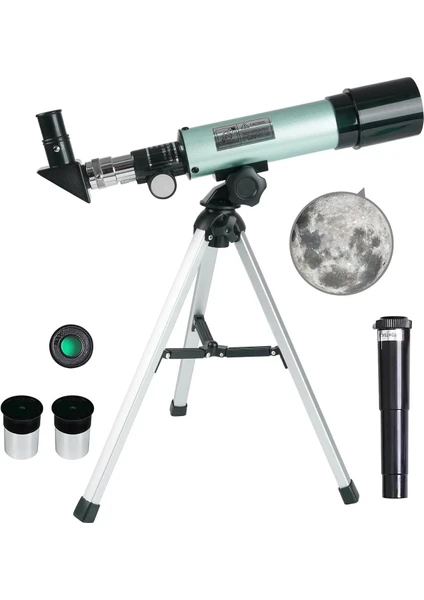 Teleskop 90 Kat Yakınlaştırma Uzay-Ay-Doğa Gözlem Teleskobu Tripod Dahil Taşınabilir Eğitim Teleskop