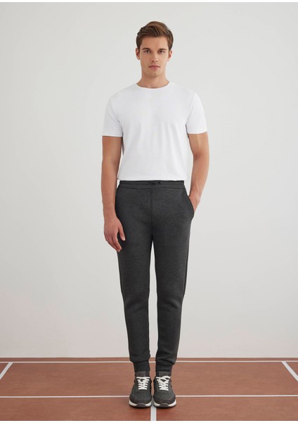 Antrasit Renk Örme Kumaşdan Jogger Pantolon