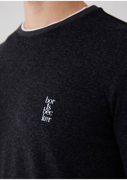 Antrasit Renk Logo Detaylı Örme Sweat fiyatları