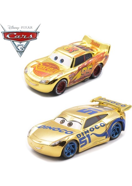 Yeni Disney Pixar Arabalar 3 Metal Araba Oyuncak Altın Yıldırım Mcqueen Dinoco Cruz Ramirez Modeli Çocuklar Eğitici Oyuncak Araçlar Hediye (Yurt Dışından) modelleri