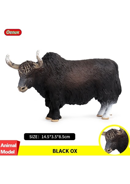 Oenux 14.5x3.5x8.5 cm Klasik Siyah Yak Hayvanlar Aksiyon Figürleri Sığır Boğa Öküz Heykelcik Pvc Sevimli Gerçekçi Model Eğitici Oyuncak (Yurt Dışından)