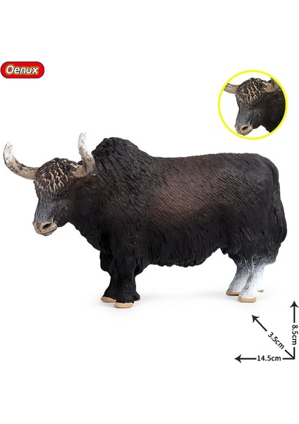 Oenux 14.5x3.5x8.5 cm Klasik Siyah Yak Hayvanlar Aksiyon Figürleri Sığır Boğa Öküz Heykelcik Pvc Sevimli Gerçekçi Model Eğitici Oyuncak (Yurt Dışından)