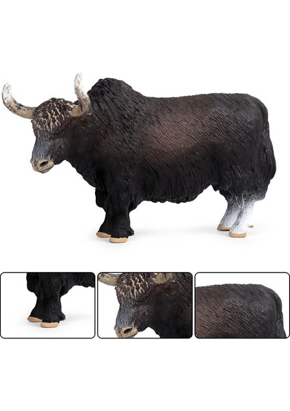 Oenux 14.5x3.5x8.5 cm Klasik Siyah Yak Hayvanlar Aksiyon Figürleri Sığır Boğa Öküz Heykelcik Pvc Sevimli Gerçekçi Model Eğitici Oyuncak (Yurt Dışından)