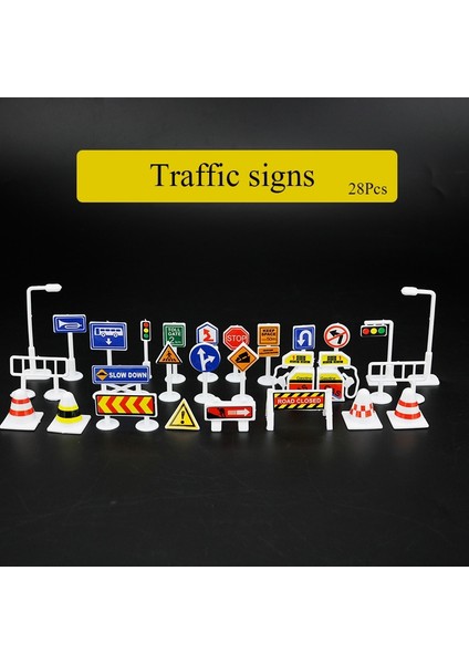 28 Adet Araba Oyuncak Aksesuarları Trafik Yol Işaretleri Çocuk Oyun Öğrenmek Oyuncak Oyunu Araç Modeli Oyuncak Bebek Çocuk Koleksiyonu Hediyeler Için (Yurt Dışından)
