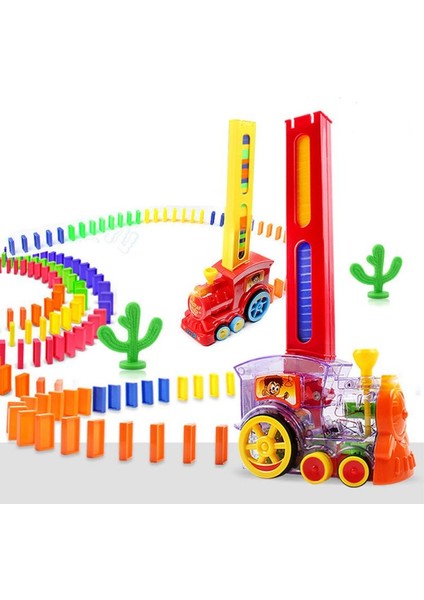 Domino Oyunu Araba Oyuncak Seti Otomatik Olarak Yerleştirilen Domino Tren Arabası Işık ve Ses ile Eğitim Yapı Taşları Dıy Oyuncak Hediye (Yurt Dışından)