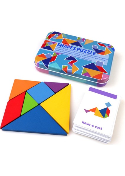Bebek Ahşap Tasarım Hayvan Bulmaca Montessori Çocuklar Erken Eğitim Çocuk Oyuncakları Için Renkli Tangram Oyuncak Sıralama Oyunları (Yurt Dışından)