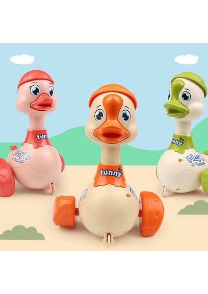 Çocuk Sevimli Basın Atalet Oyuncaklar Komik Karikatür Ördek Kafası 360 Derece Etrafında Dönün Bebek Çocuk Bebek Emekleme Hediyeler Sallayarak Halka Çanları (Yurt Dışından) modelleri