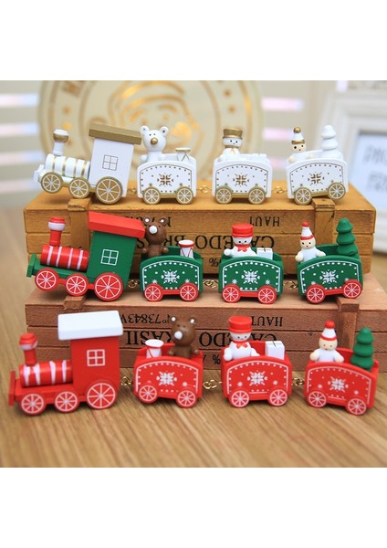 Mini Noel Dekorasyonu Ahşap Oyuncak Tren Ev Dekor Noel Hediyesi Çocuklar Bebek Oyuncakları Pres Döküm ve Oyuncak Araçlar Çocuk N3 (Yurt Dışından)