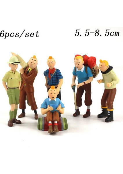 Tenten'in Maceraları Figürleri Teneke Teneke Pvc Action Figure Klasik Karikatür Koleksiyon Model Oyuncaklar Bebekler Hediye 6 Adet/takım (Yurt Dışından)