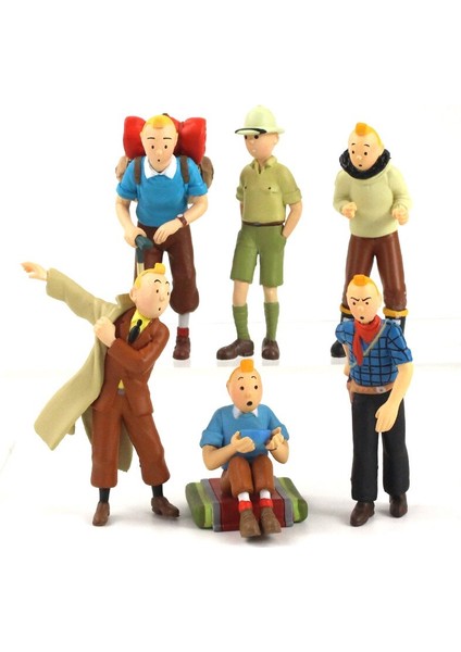 Tenten'in Maceraları Figürleri Teneke Teneke Pvc Action Figure Klasik Karikatür Koleksiyon Model Oyuncaklar Bebekler Hediye 6 Adet/takım (Yurt Dışından) modelleri
