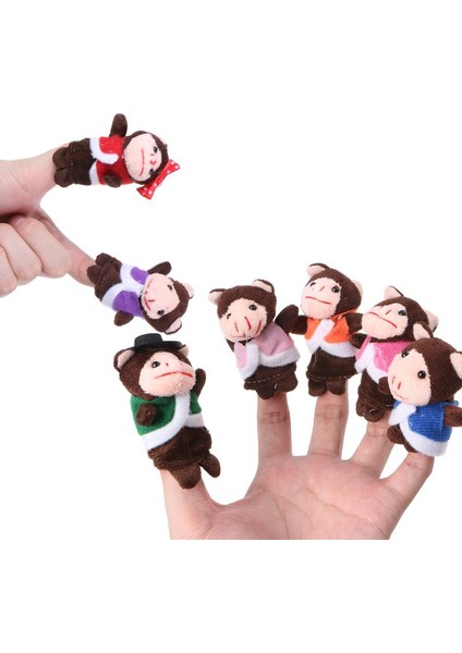[daha Mutlu] 7 Adet Karikatür Hayvan Maymun Bebek Parmak Kuklaları Set Mini Peluş Bebek Erkek Kız Hikayesi Anlatan El Bezi Bebek Eğitici Oyuncaklar (Yurt Dışından) fiyatları