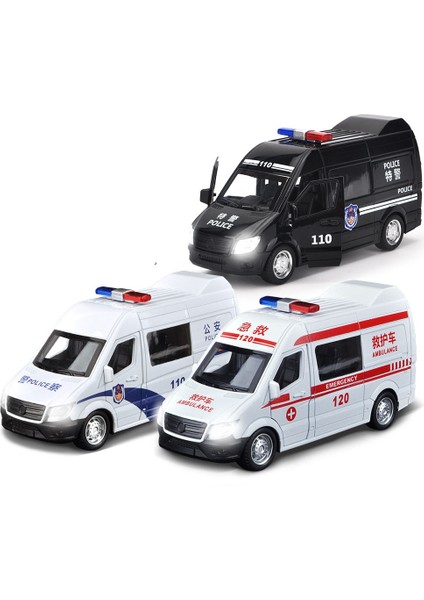 1/32 Alaşım Ambulans Polis Pres Döküm ve Oyuncak Araçlar Araba Modeli Itfaiye Kamyonu Metal Geri Çekin Ses ve Işık Araba Çocuk Oyuncakları (Yurt Dışından)