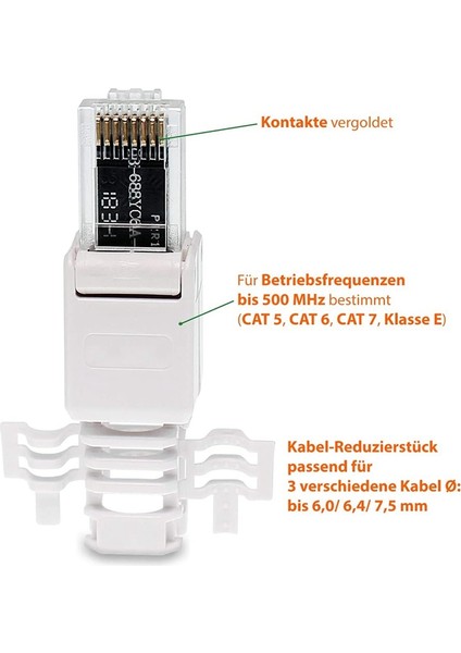 12 Ağ Fişi, Alet - CAT6A RJ45 Lan Utp Kablo Fişi Aletsiz (Yurt Dışından) modelleri