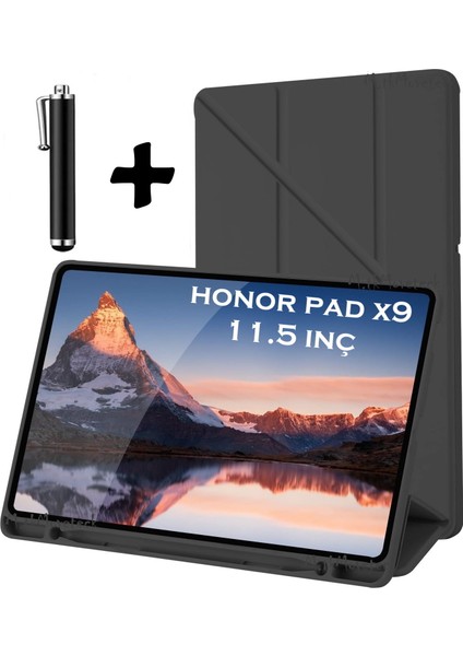 Honor Pad X9 11.5'' Inç 2023 Tablet Uyumlu Kılıf Katlanır Kalem Bölme Yuvalı Standlı Uyku Modlu Akıllı Kapak