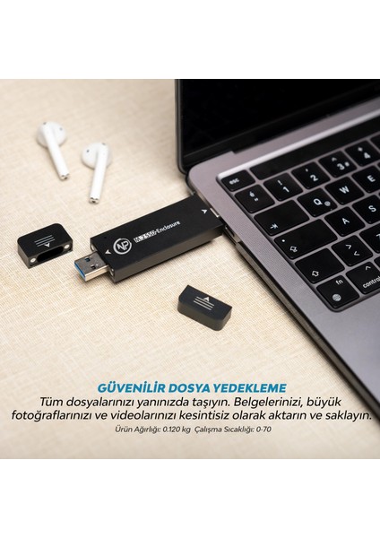 DK01 NVMe M.2 900/1000Mb/s 256GB USB-A/Type-C Kablosuz Taşınabilir Harici SSD