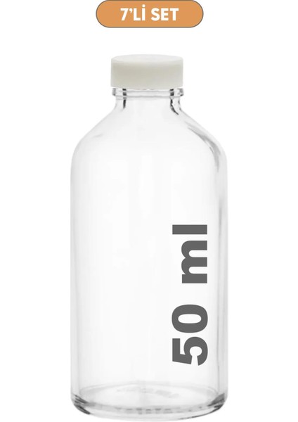 7 Adet 50 ml Shot Ginger Şişe Cam Mini Plastik Kapaklı Kavanoz Kışlık Karışım Iksir Şişesi