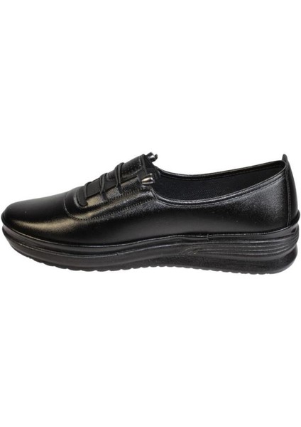 Kadın Siyah Taba Cilt Üzeri Lastikli Taban Anne Ayakkabısı modelleri