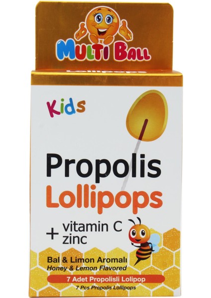 Multi Ball Kids Propolis Vitamin C Lollipops 7 Adet