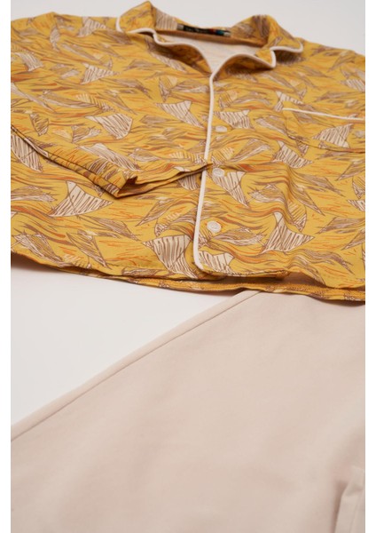 3'lü Ara Biyeli Tshirt Pantolon Taş Pijama Takımı fiyatları