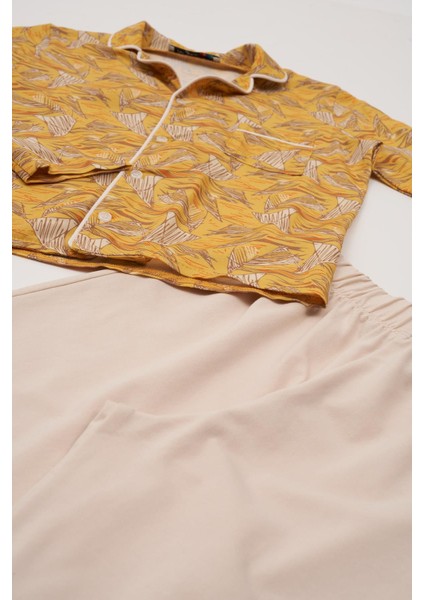 3'lü Ara Biyeli Tshirt Pantolon Taş Pijama Takımı fırsatları