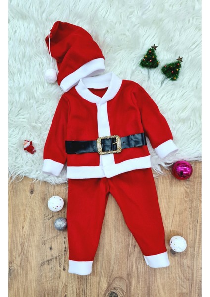 Erkek Çocuk Noel Baba Yılbaşı Kostümü Şapkalı Kemerli Bebek Kostümü fiyatları