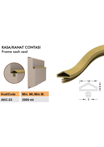 Ahşap Kapı Fitili Ahşap Kapı Contası Kahverengi 25 Metre Ortadan Tırnaklı Çatılı