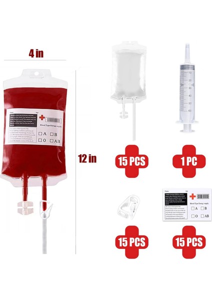 Içecekler Için Kan Torbaları, Cadılar Bayramı Partisi Için 15 Adet Iv Kan Torbası (Yurt Dışından)