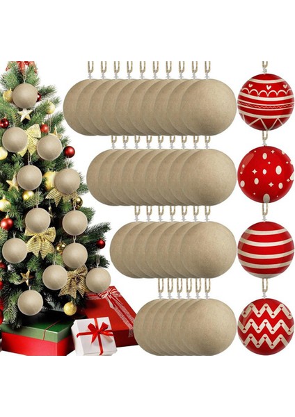 48 Adet Noel Kağıt Mache Topları 3.15 Inç Boyasız Boş Top (Yurt Dışından)