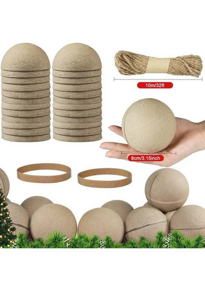 48 Adet Noel Kağıt Mache Topları 3.15 Inç Boyasız Boş Top (Yurt Dışından)