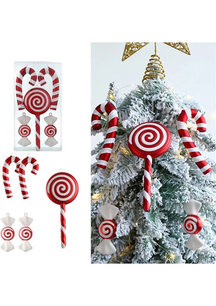 Noel Asılı Şeker Topu Şeker Kamışı Kolye Noel Dekoru, C (Yurt Dışından)