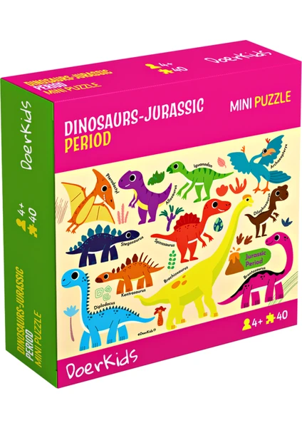 Dinozorlar-Jurassic Dönemi Mini Puzzle | 40 Parça 4+ Yaş