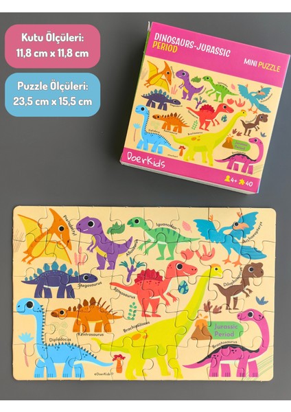 Dinozorlar-Jurassic Dönemi Mini Puzzle | 40 Parça 4+ Yaş