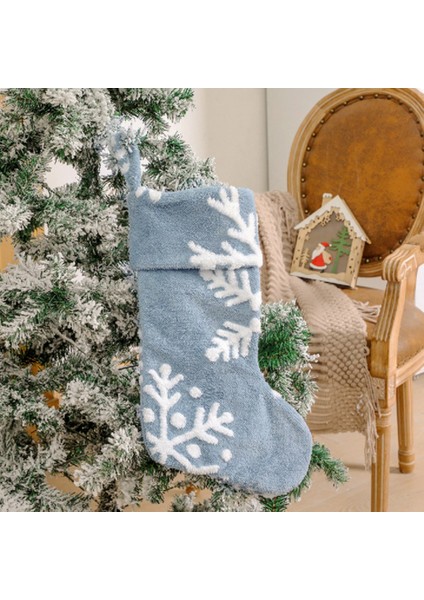 Ev Dekorasyonu Için Noel Çorabı Kar Tanesi Desenli Şeker Çorap (Yurt Dışından)