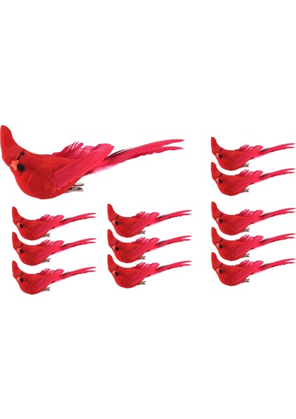 12 Adet Klipsli Yapay Kırmızı Noel Süsleri Tüylü Kuş Noel (Yurt Dışından) modelleri