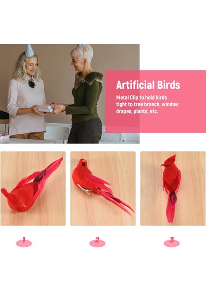 12 Adet Klipsli Yapay Kırmızı Noel Süsleri Tüylü Kuş Noel (Yurt Dışından) indirimleri